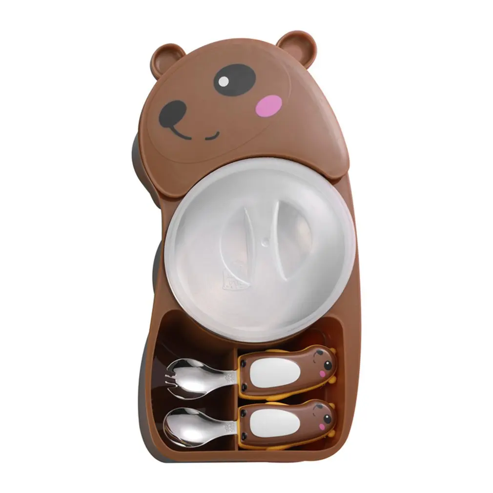 

Baby Divided Dinner Plate Cartoon Children Feeding Plate Portable Non Slip Child Feeding Plate Baby Solid Feeding Table Tray