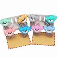 chenkai 5pcs cute bear silicone pacifier clip animals holder teethers for diy baby nursing soother clips chains accessories