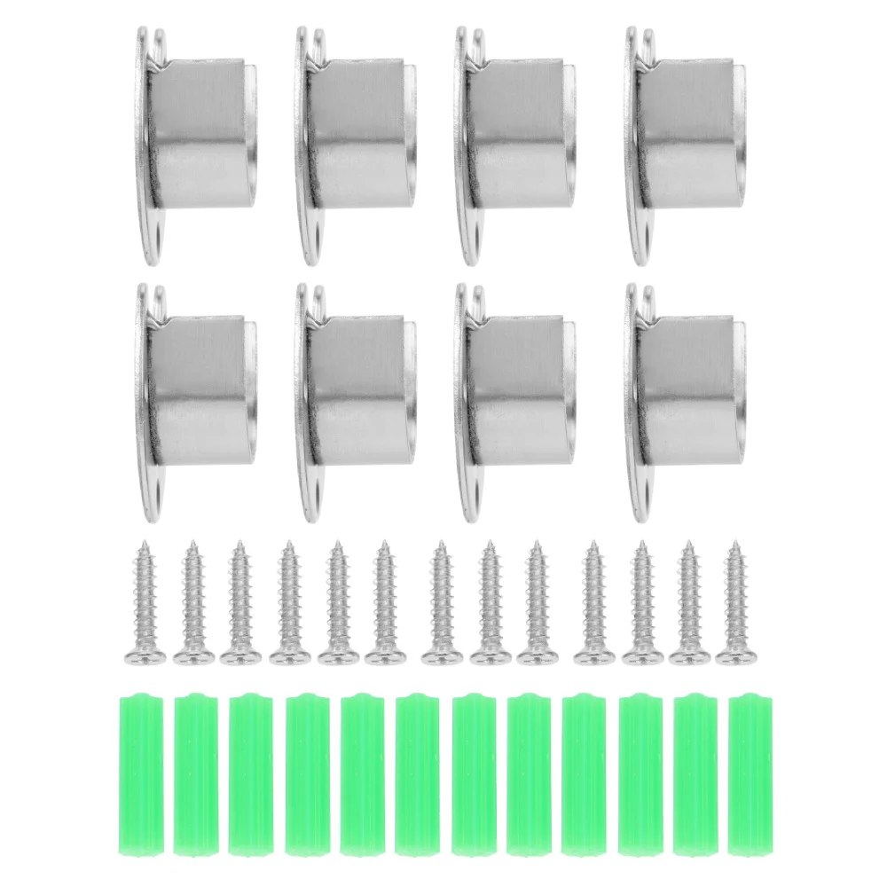 

1 Set 8Pcs Stainless Steel Closet Pole Sockets Closet Rod End Supports (Silver)
