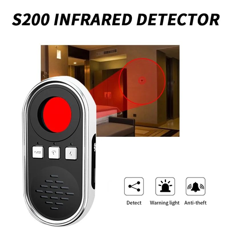 

Portable S200 Anti Candid Camera Detector Webcam Infrared Scanner Hotel Anti-Sneak Anti-Spy Cam Vibration Sound Alarm Security