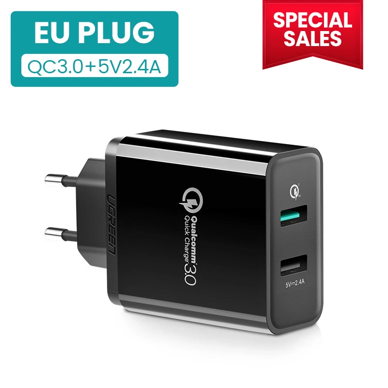 Single QC 3.0 Black Ugreen быстрое зарядное устройство quick charge 3,0 QC 36 Вт USB зарядное устройство для iPhone QC3.0 настенное зарядное устройство для samsung s10 Xiaomi Mi 9 зарядное устройство для телефона - Тип штекера: Single QC 3.0 Black