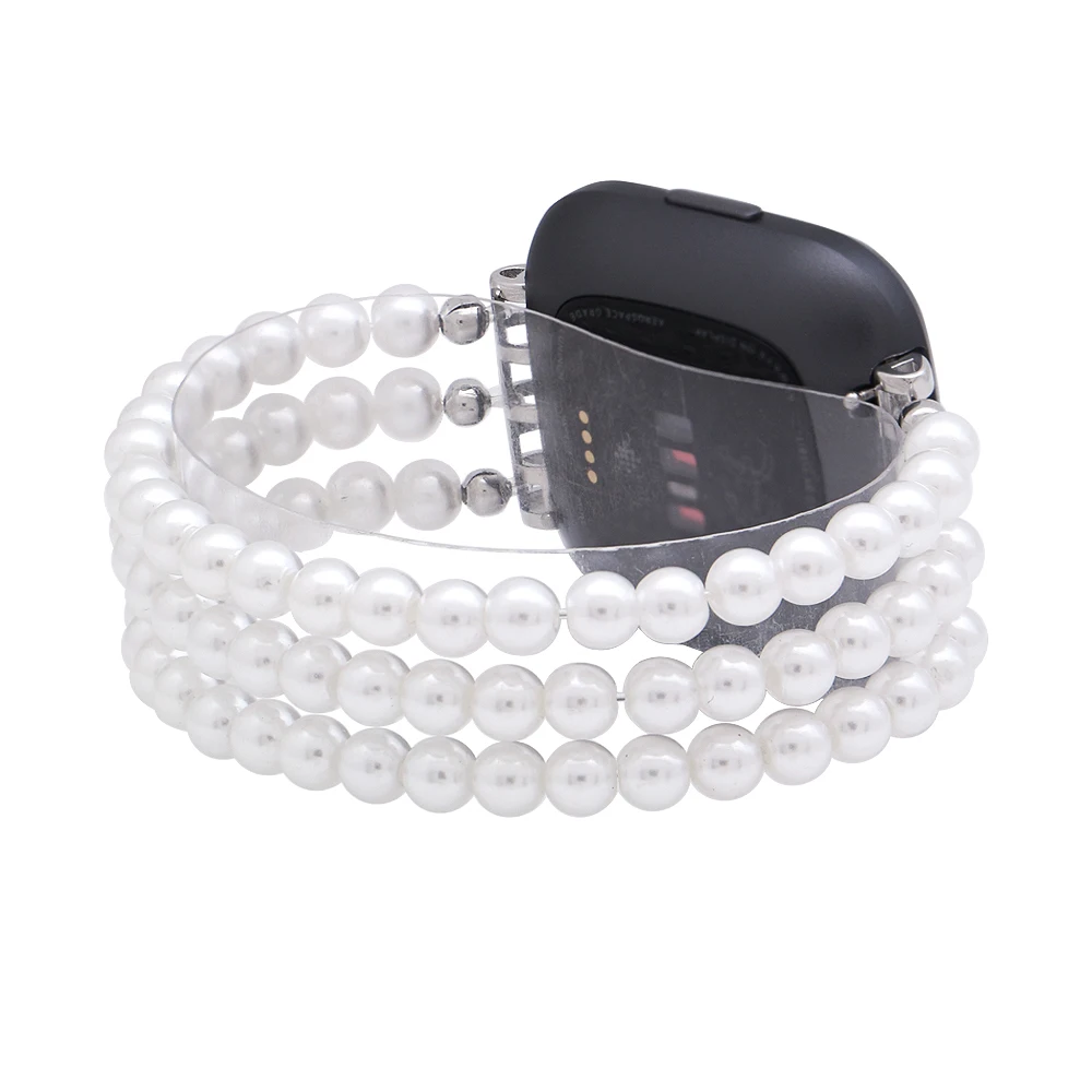 

Women Imitation Pearls Watch Strap For Fitbit Versa/Versa 2/Versa Lite Smart Watch Elastic Handmade Watchband Jewelry For Girls