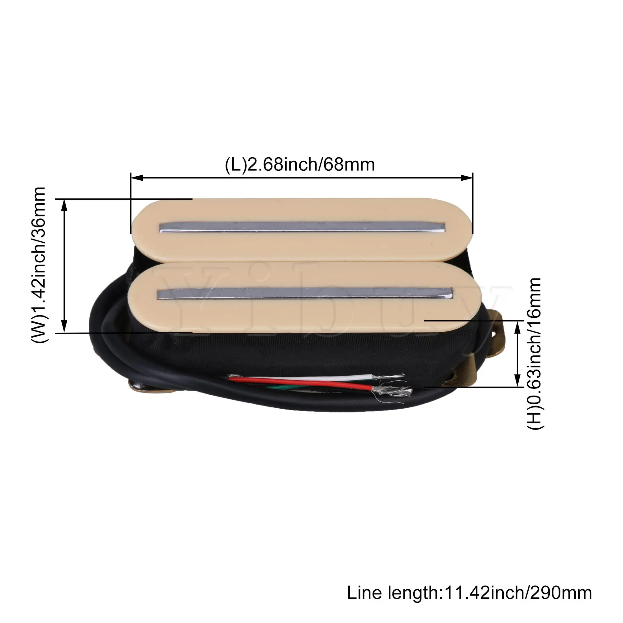 

Yibuy 1x Cream Electric Guitar Double Track Humbucker Pickup Set Neck&Bridge H11-1V-CR