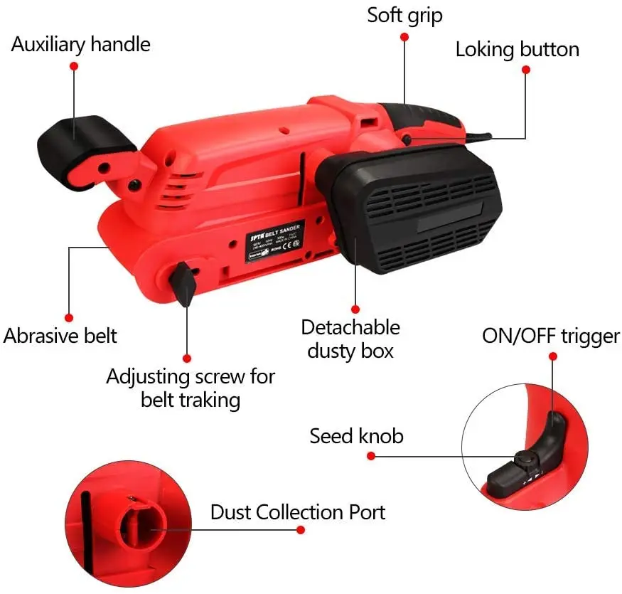 Ленточный шлифовальный станок SPTA 3 × 21 дюйм 14 шлифовальных лент настольный с