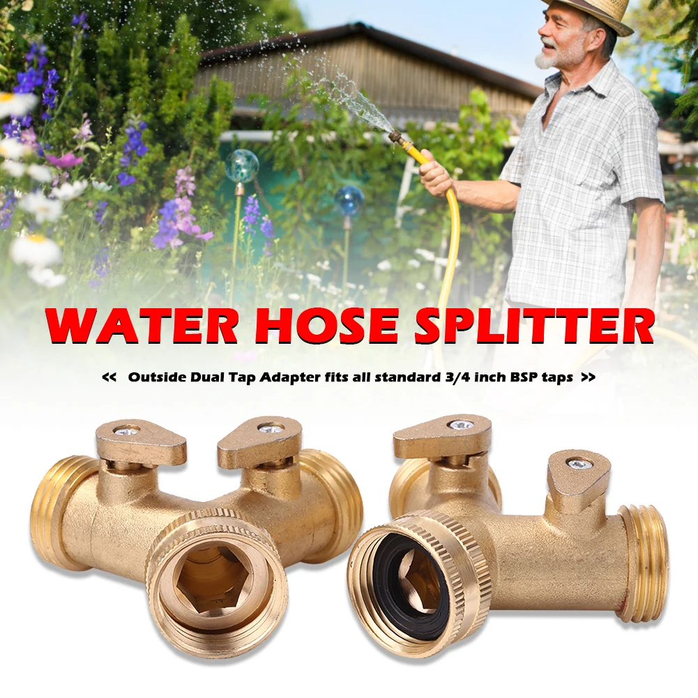 

2pcs Connecter Quick Coupler Pipe Fittings 2 Way Garden Hose Splitter 3/4 inch Hose Connector Adapter with 8 Washers