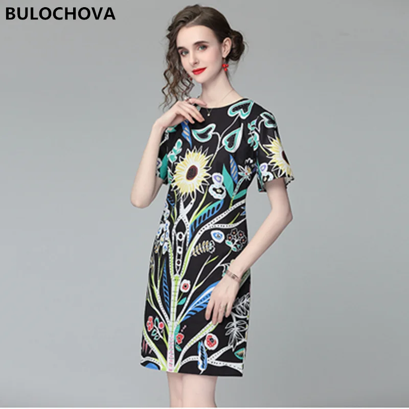 BULOCHOVA Высокое качество для женщин в стиле ретро футболка с короткими рукавами и