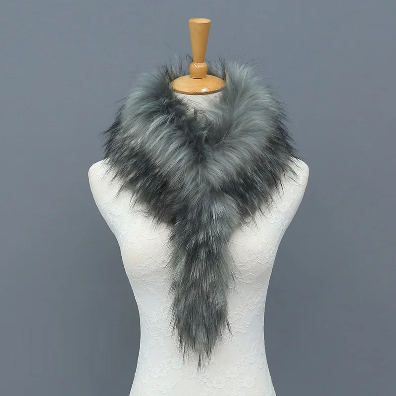 Женский декоративный воротник из искусственного меха енота съемный и ожерелье