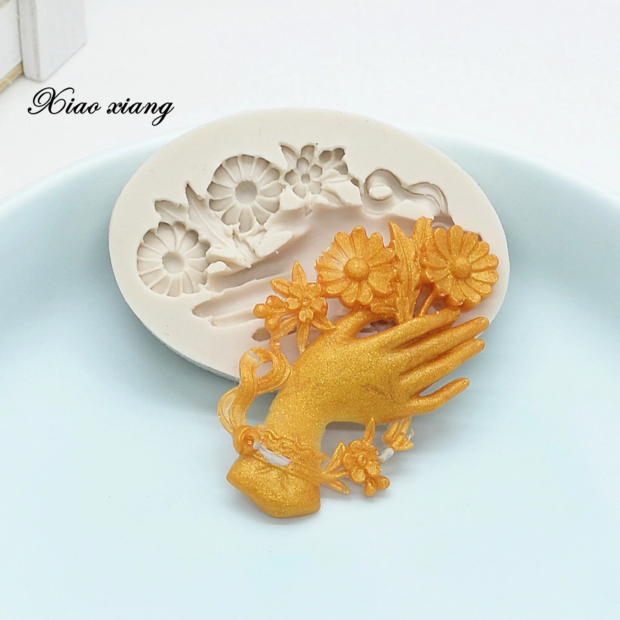 Виктория с цветами силиконовый помадной форма для выпечки конфеты глины