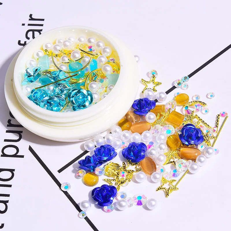 1 коробка 3D жемчужины для ногтей алюминиевые ювелирные изделия в виде Розы