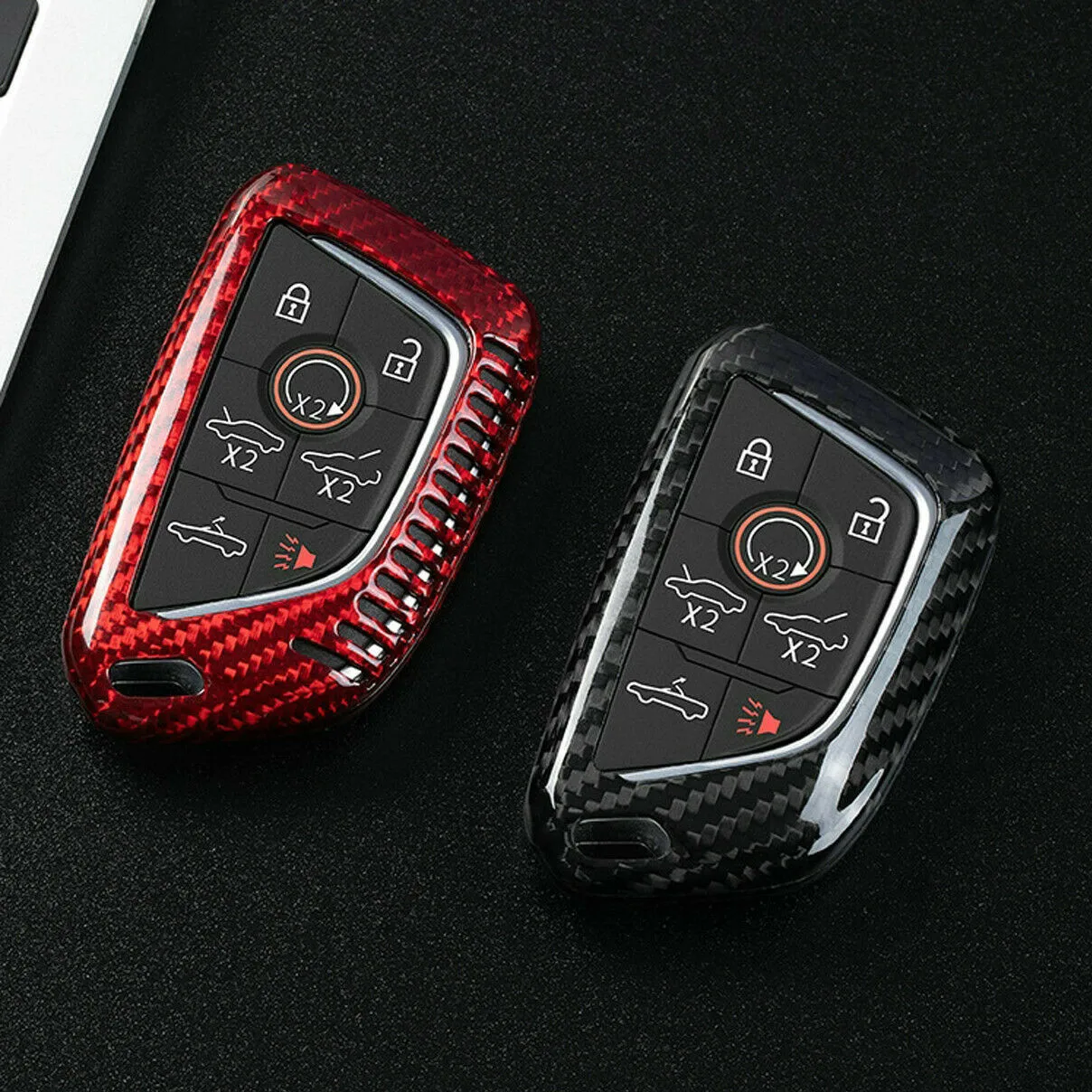 

Carbon Fiber Car Key Case Cover Keychain Case Fob Case For Chevrolet Corvette C8 Coupe Car Accessories