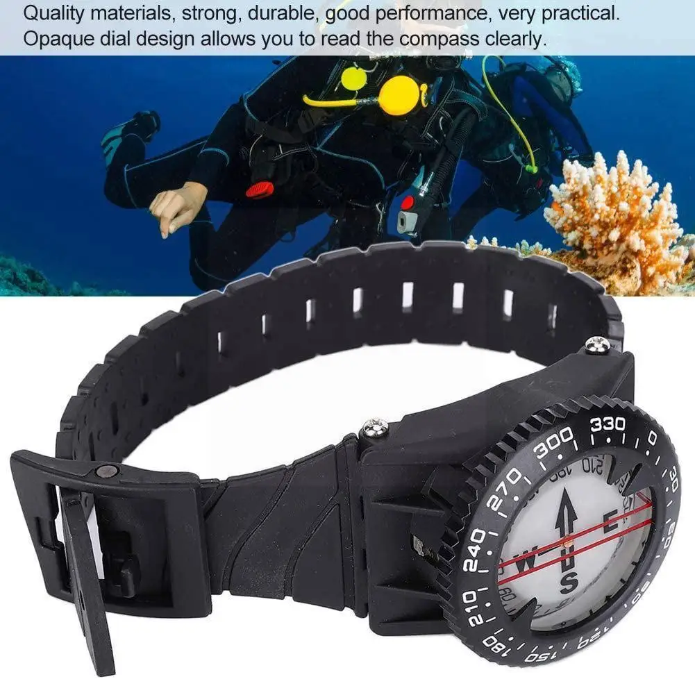 

50m Waterproof Diving Compass Underwater Caving Camping Fluorescent Watchband Scuba Compass with Diving Dial Compass Wristb W0Z1