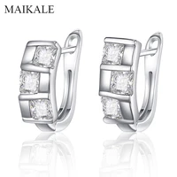 maikale square cz stud earrings for women gold silver color plated copper cubic zirconia earring korean fashion jewelry gifts