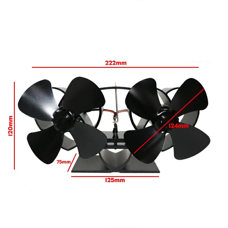 

Extra Mini Twin Blade Stove Fan Fireplace Fan Home Efficient Heat Powered komin Wood Burner Eco Fan For Super Small Space