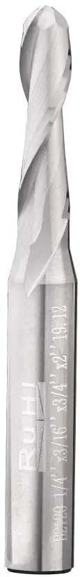 

D- B2120 Ball Nose Upcut Solid Carbide Spiral Router Bit with 3/16" x 3/4" x 1/4" x 2" 1/4" Shank