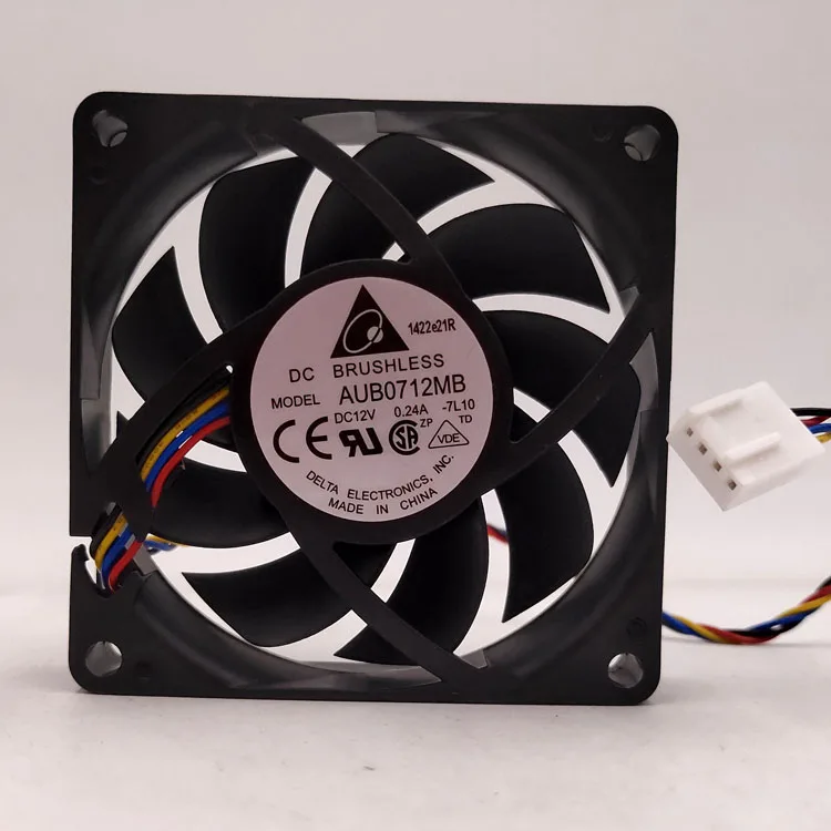 Ультратихий 4-проводной вентилятор охлаждения Delta AUB0712MB 7015 12V 0.24A 7CM CPU PWM |