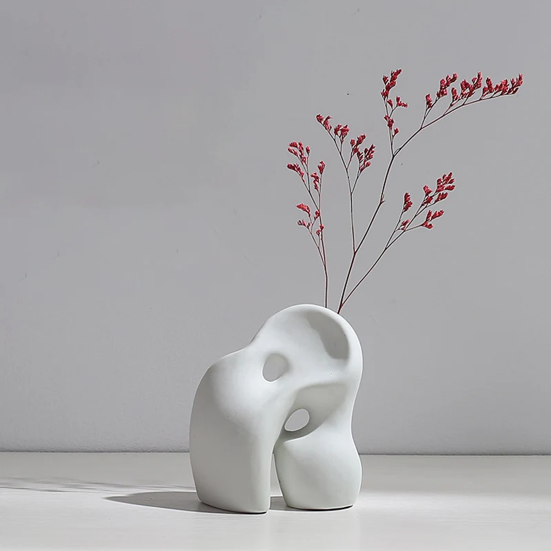 

Nordic Decorative Vase Creative Shaped Vase White Vase Modern Home Decor Decorative Ceramic Vases Dried Flowers Nordic Vase