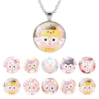 disney nature lover linabell hand painted image glass dome chain flat bottom pendant cabochon necklace decoration jewelry fwn667