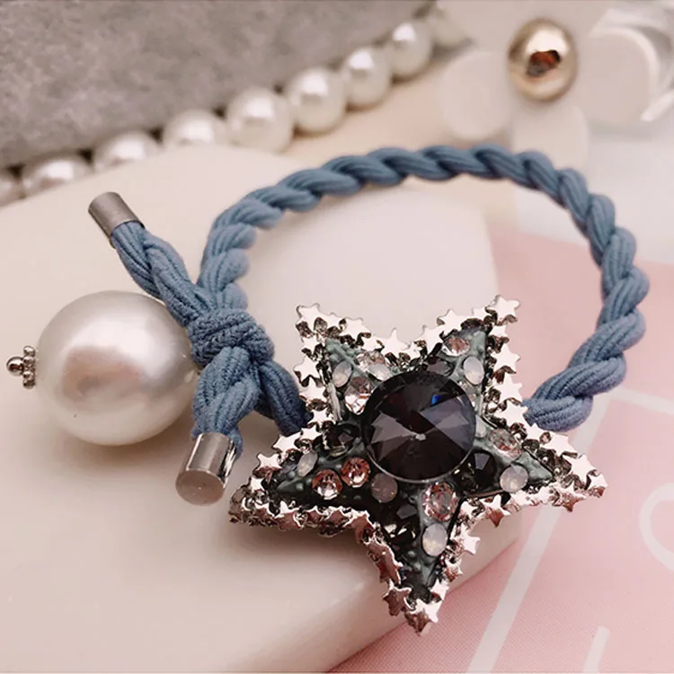 Бесплатная доставка Стразы женские резинки для волос со звездами элегантные