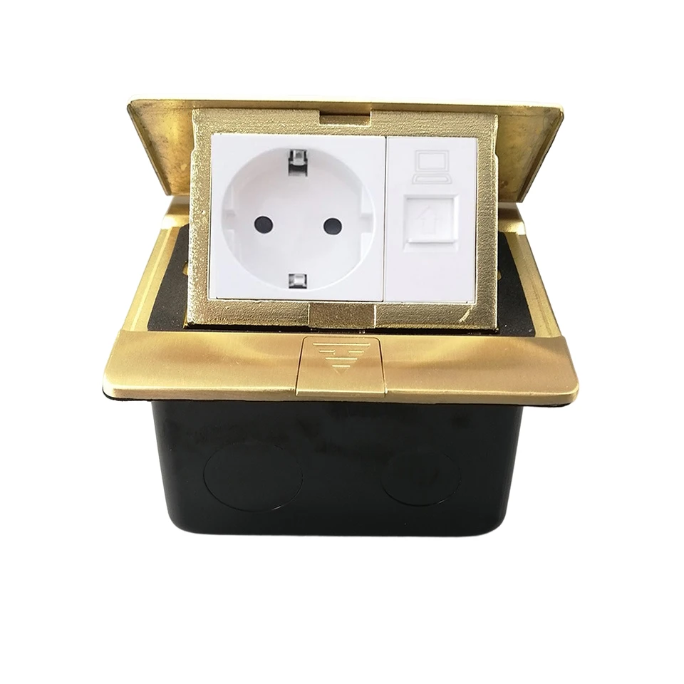 Выдвижная напольная розетка IP44 модель Бразилия/Германия тип CC10 выход из