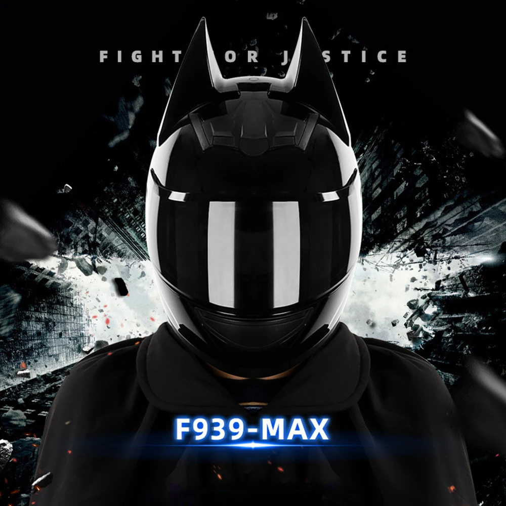 Мотоциклетный шлем для мужчин и женщин каска на все лицо индивидуальный черный -