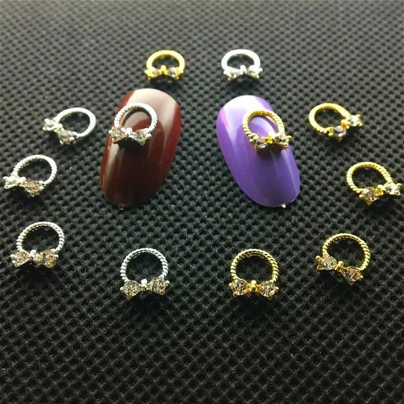 

10Pcs Nail Art Jewelry Crystals Mixed Charms Necklace Bling Nail Accessoires 3d Metal Nailart Supply Hollow Manicure Design