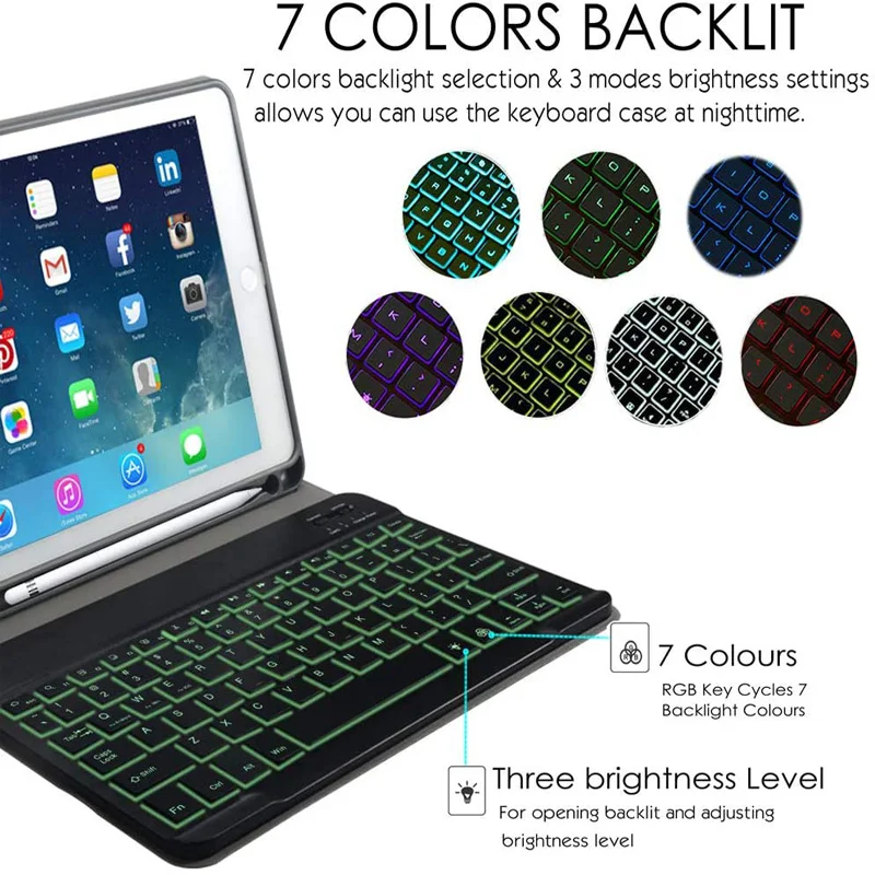 Bluetooth клавиатура с подсветкой Чехол для iPad 9 7 2017 2018 чехол Apple pro воздуха 1 2 Крышка |