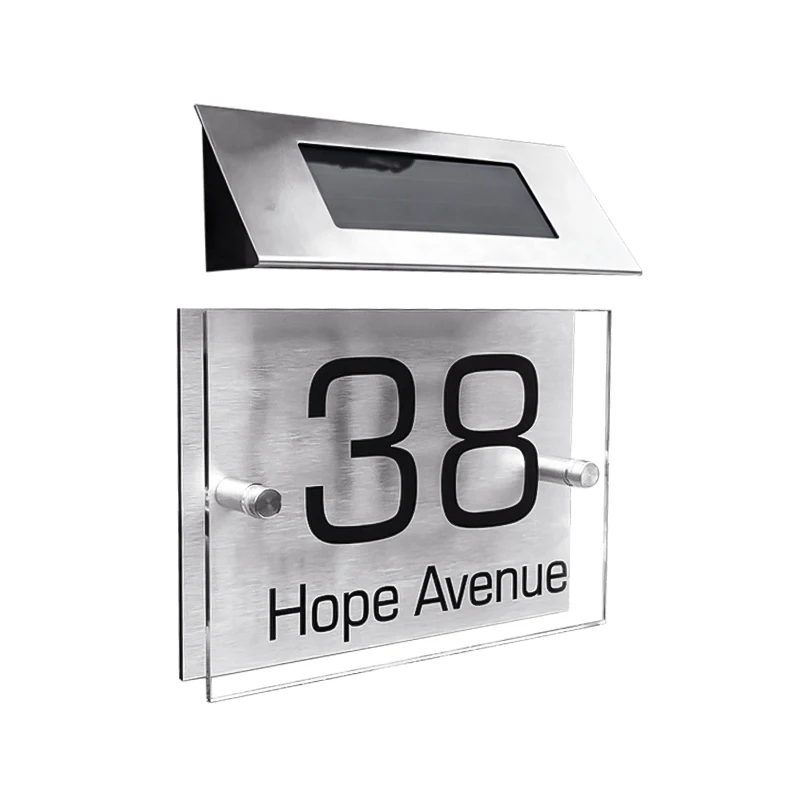 Modern Solar Light LED House Signs Plaques number Apartment Door Sign Numbers 1 - 9999 street Name | Обустройство дома