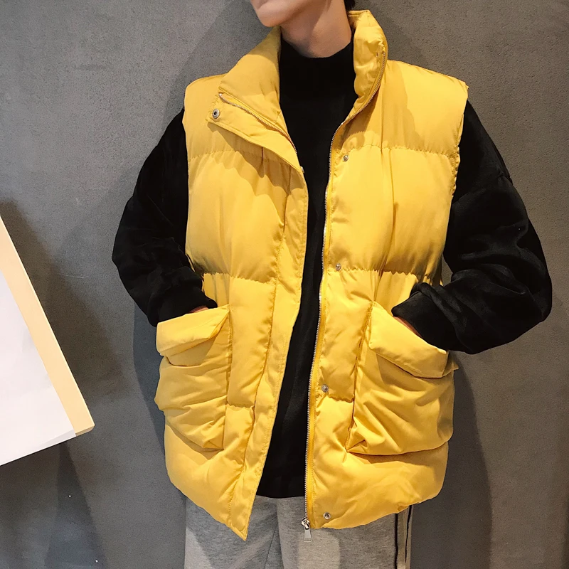 

Mens Jacket Sleeveless Vest Winter Casual Slim Coats Cotton-Padded Outwear Men's Warm Vest Men Solid Big Pockets Waistcoat
