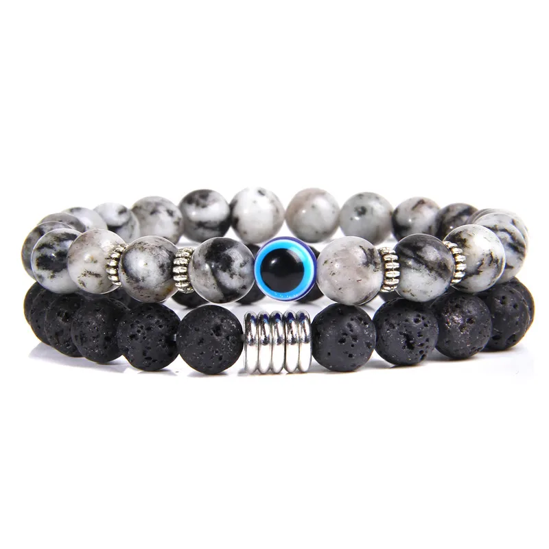 2 шт. браслет со сглаза для мужчин натуральный камень вулканическая лава бусы из