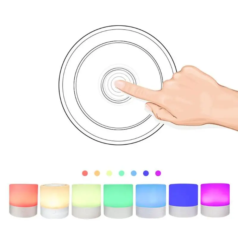 Ночник светодиодный 7 цветов с зарядкой по USB портативный энергосберегающий