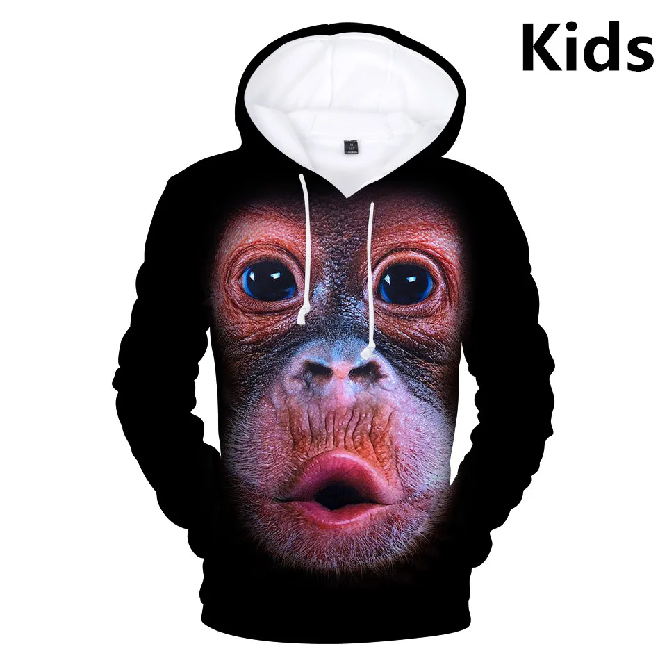 

3 To 14 Years Kids Hoodie 3D Gorilla Tiger Lion Doge Crown Hoodies Sweatshirts Long Sleeve tops Child Clothes boy/girls pullover