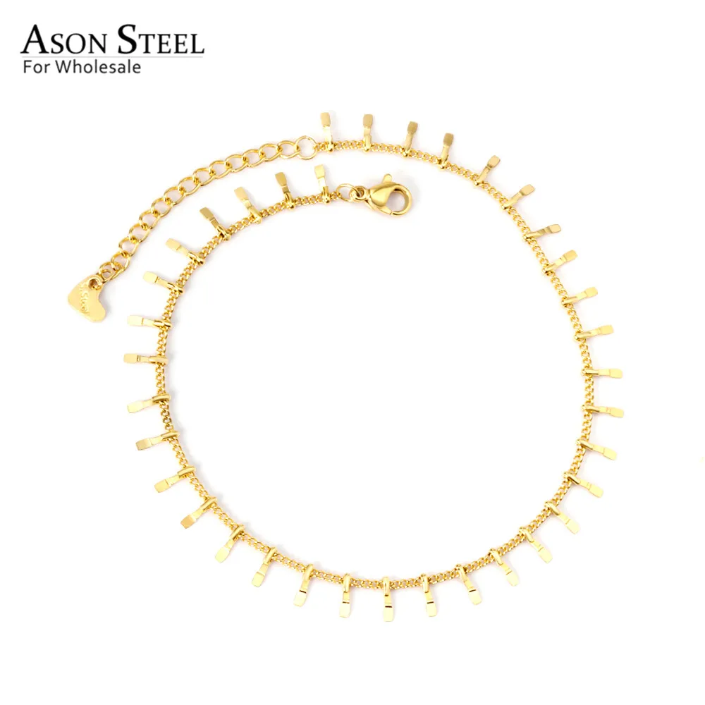 

ASONSTEEL Fashion Anklet Gold Color 316L Stainless Steel Foot chains with Extender 23+5 for Women Beach Jewelry Gift Accessories