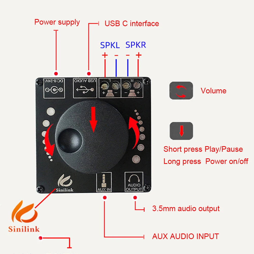 

Mini Bluetooth 5.0 50W + 50W Draadloze O Power Digitale Versterker Boord Stereo Amp 3.5Mm Aux usb App Computer Accessories