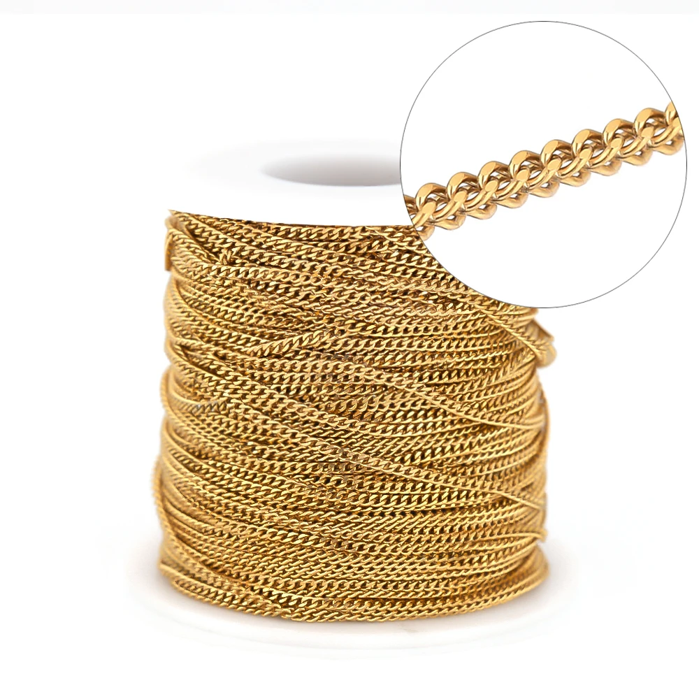 

2 Meters Stainless Steel Curb Cuban Link Snake Chains DIY Jewelry Making Necklace Bracelet Findings Components Supplies