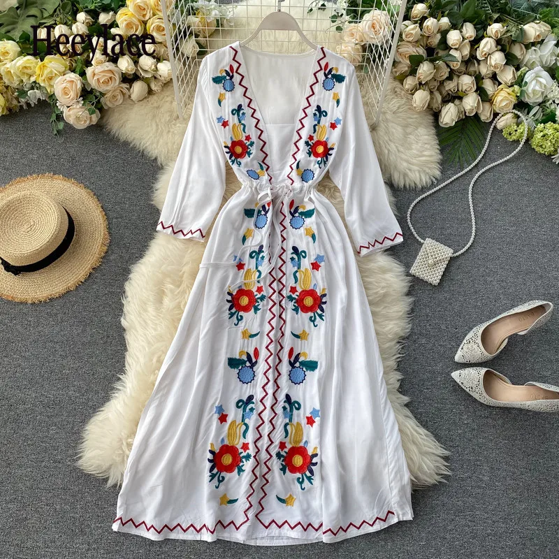 Женское винтажное пляжное платье длинное облегающее с длинным рукавом и