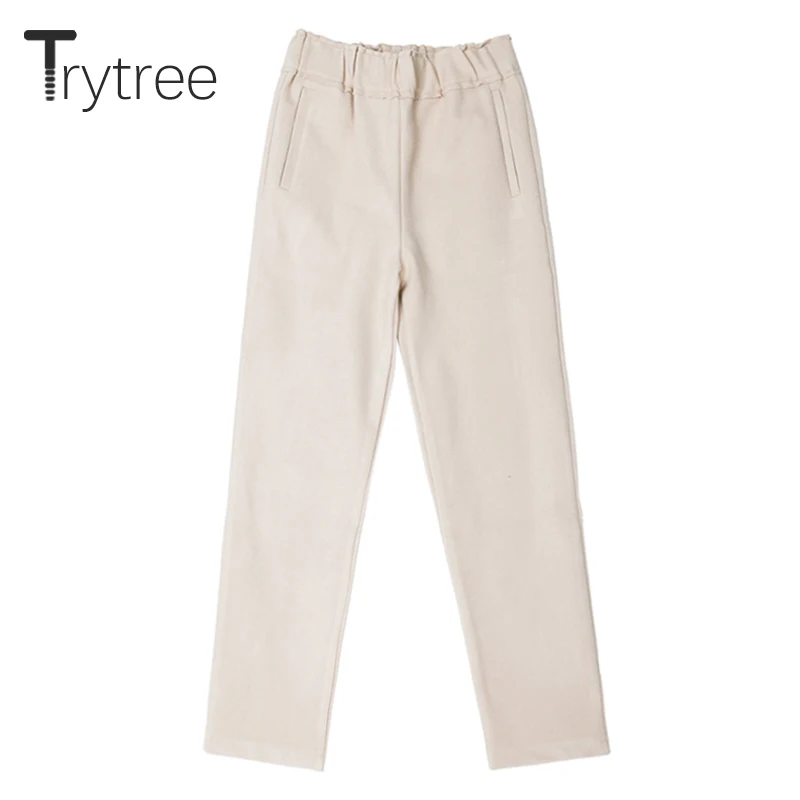 Trytree 2020 осень зима женские повседневные брюки модные однотонные 3 цвета Карманы