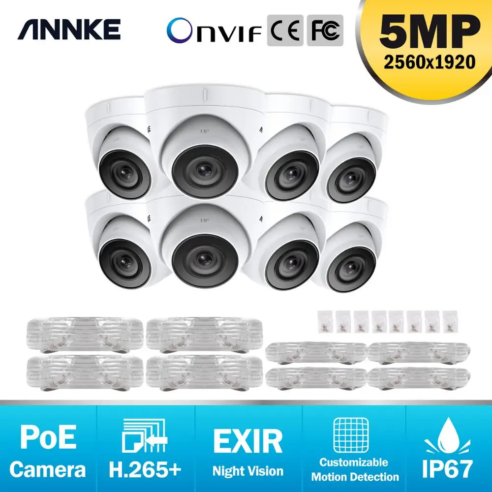 Камера видеонаблюдения ANNKE Ultra HD 8 шт. 5 Мп POE для использования в помещении и на
