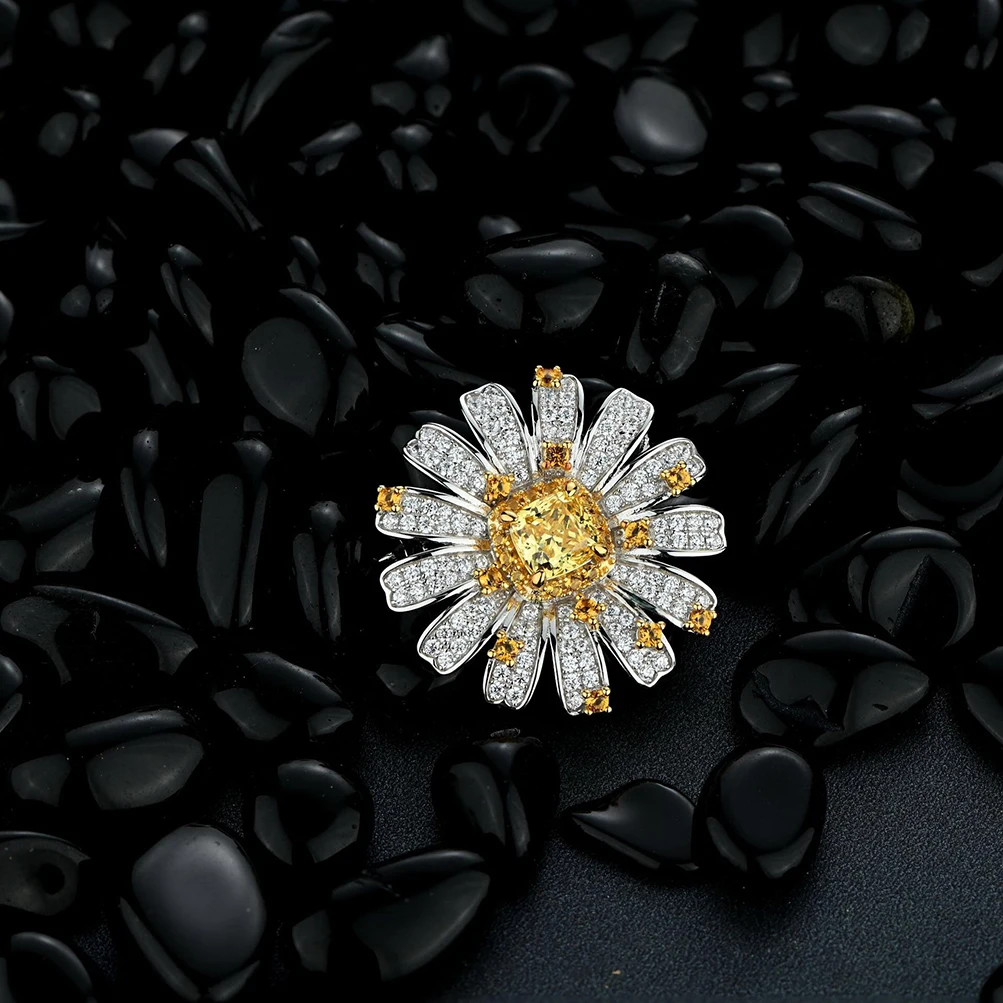 

Trendy 925 Sterling Silver Daisy Flower Brooches for Women Designer Silver 925 7A Cubic Zirconia Brooch Pins Party Jewellery
