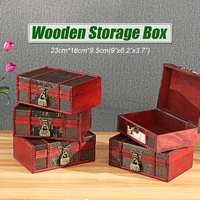 23x16x9 5cm vintage retro treasure chest wooden jewelry trinket storage box bracelet pearl ring wooden case organizer home gifts