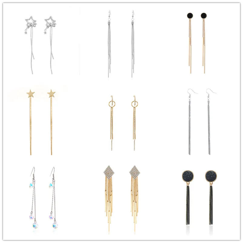 Серьги кисточки в европейском стиле серьги стразы геометрической формы с