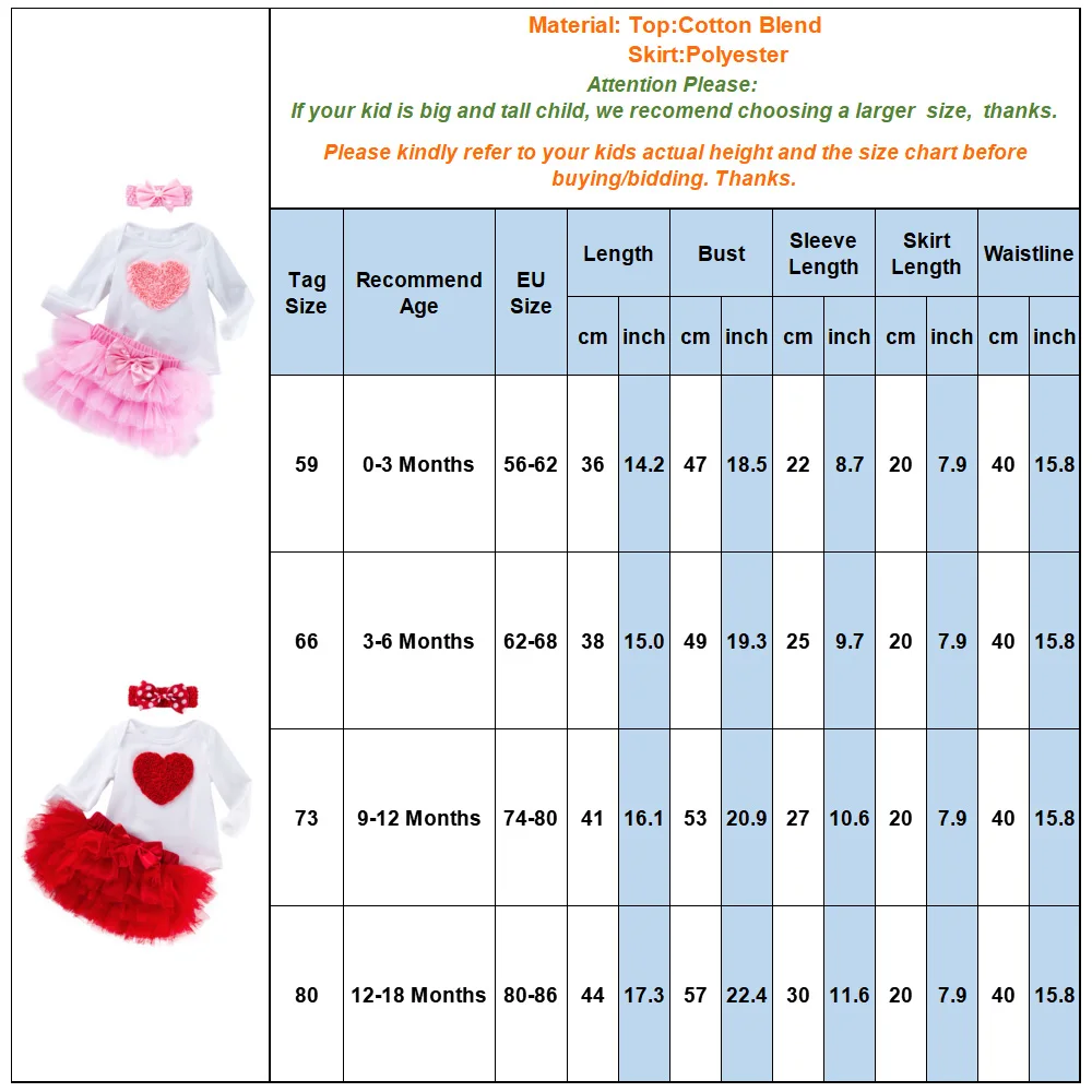 

Valentine's Day Baby Girls Clothes Set Rose Patched Bodysuit+Tutu Skirt+Headband Infant Girls Princess Party Dress Outfits H50