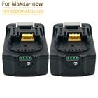 Аккумуляторная батарея BL1860B 6000 мАч для Makita 18 в Ач BL1860 BL1850 Bl1830, аккумуляторная батарея со светильник кой, 2 шт.