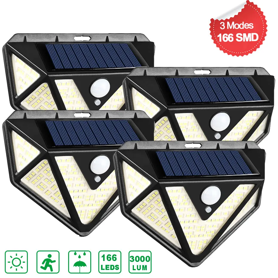 

Лампа на солнечной батарее с пассивным инфракрасным датчиком движения, светодиодсветодиодный лампа на солнечной батарее, 3 режима, 122, 166 све...