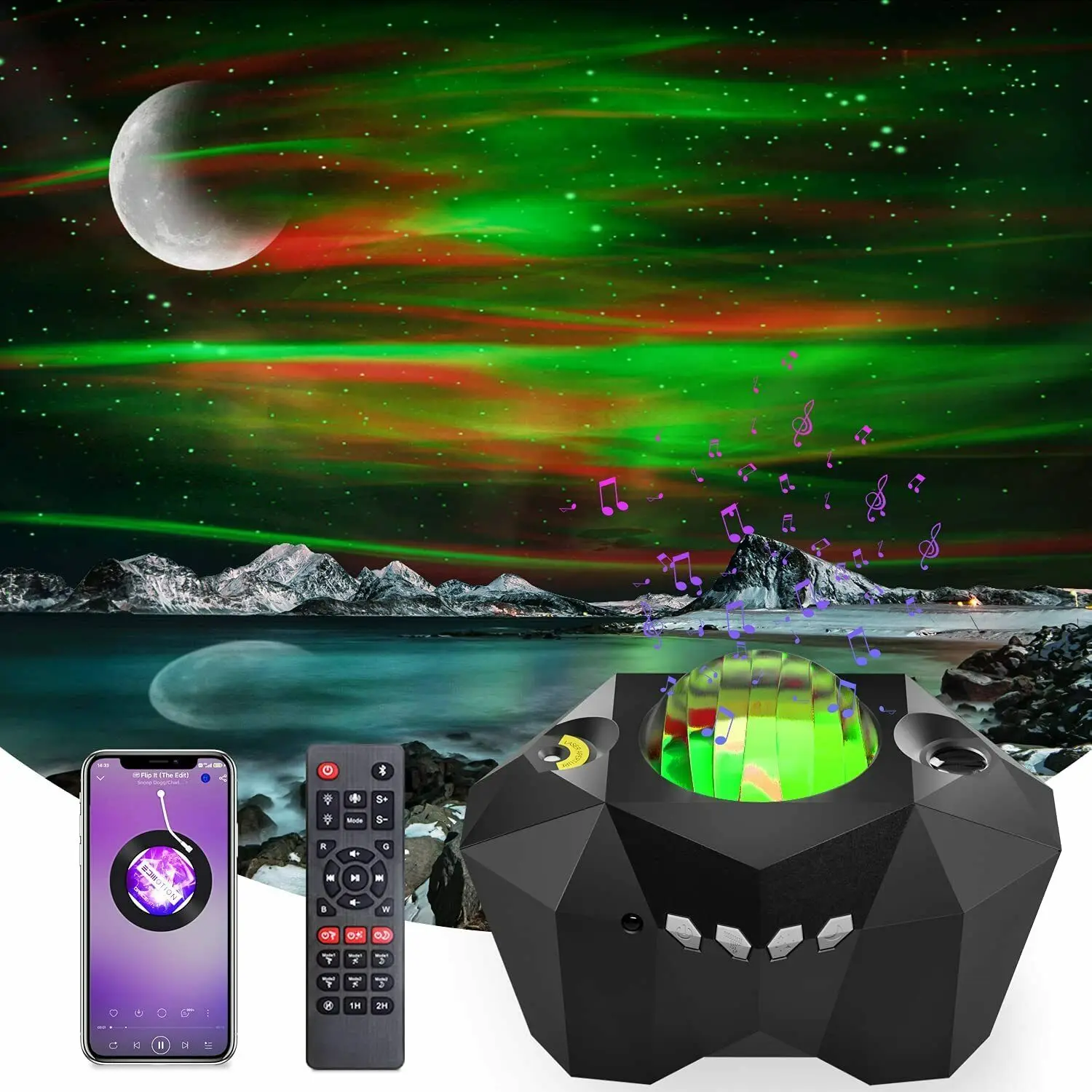 

2021 New Gypsophila LED Dream Northern Lights Starry Sky Projector Lamp USB Music Watermark Laser Projection Night Light