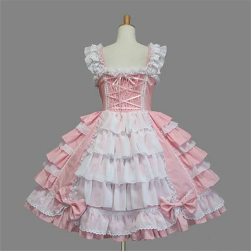 Vestido pequeño de encaje con lazo de princesa Lolita Palace, vestido de color caramelo, rosa, azul claro, morado claro