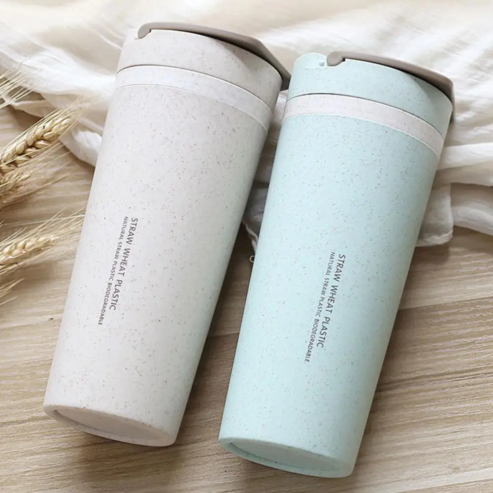 

Thermo Cup Mug Thermos Kitchen Wheat Straw Double Insulated Gift Mug Tumbler With Lid Eco-friendly Thermos Bottle Water Bottles