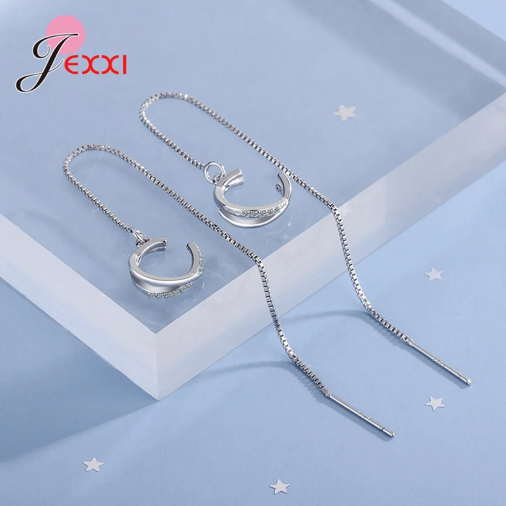 

Женские длинные серьги из серебра 925 пробы, с фианитом