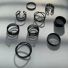 Винтажные черные кольца для мужчин и женщин, металлические полые круглые парные кольца, набор мужских аксессуаров, ювелирные изделия, подарки
