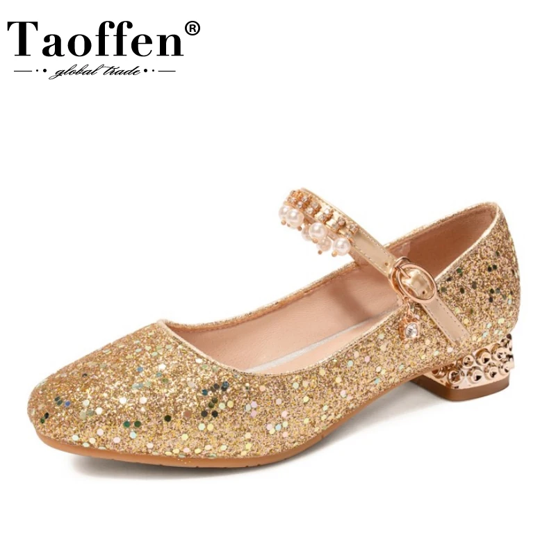 Женские туфли-лодочки с жемчугом TAOFFEN праздничные туфли размеров 28-40