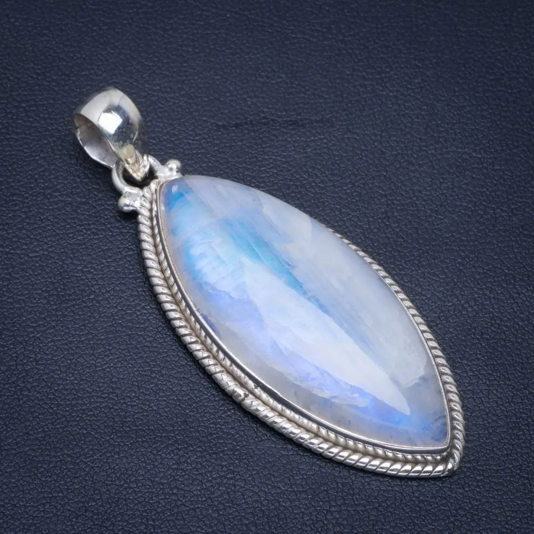 Натуральный Радужный Лунный Камень ручной работы уникальный 925 пробы серебряный
